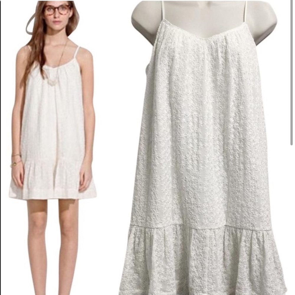 Madewell white daisy stitch cami swing trapeze dress - XXS